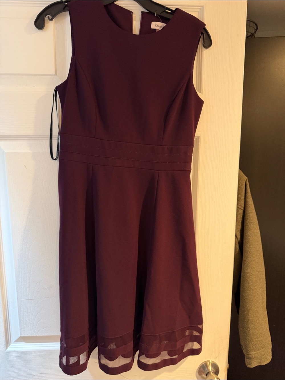 Calvin Klein Sleeveless A-Line Dress in Plum
